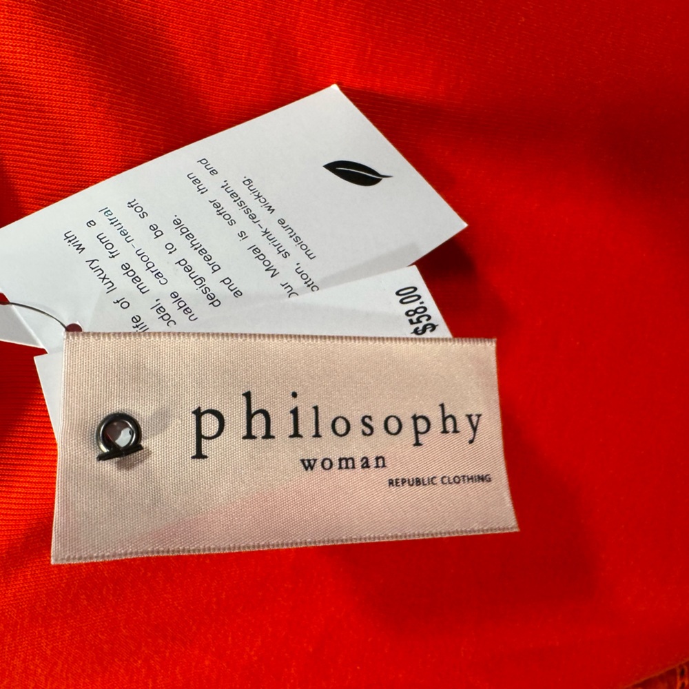 PHILOSOPHY Vibrant Eyelet Sleeve Crew Neck Blouse Poppy Orange NWT 3X - Picture 14 of 17